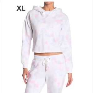 New! 90 Degree by Reflex Cotton Candy Tie Dye Cropped Hoodie, Size XL